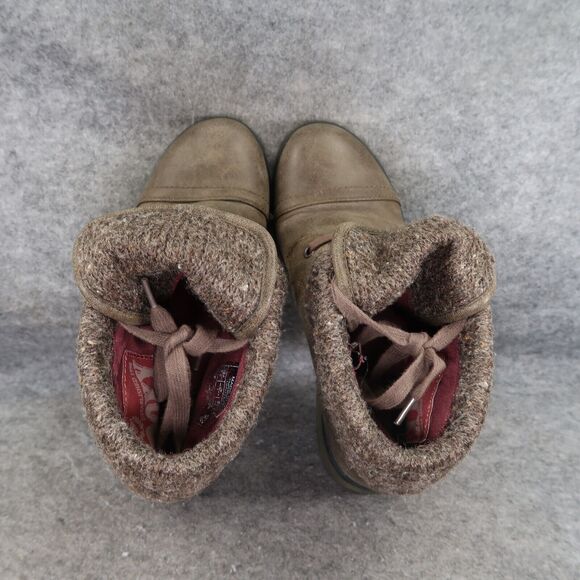 Roxy Shoes Womens 9.5 Bootie Lace Up Block Heel Fold Over Cap Toe Casual Taupe - Picture 8 of 16
